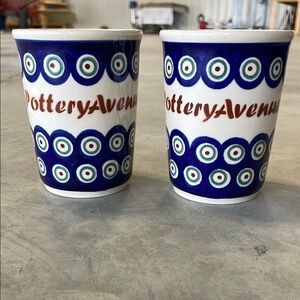 Boleslawiec pottery womens lot of 2 Coffee Mugs Cups Poland Polish Floral